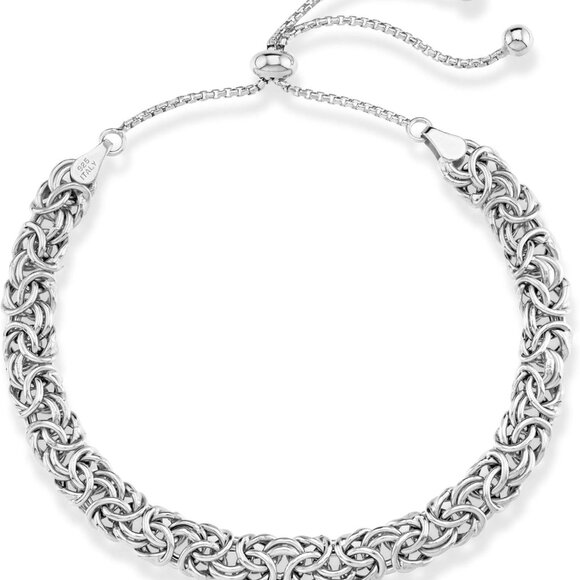 Sterling Silver Gold Plated Byzantine Bolo Bracelet Handmade in Italy - Picture 2 of 6